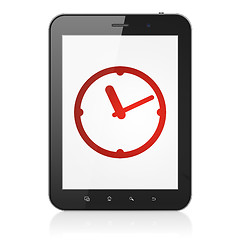 Image showing Timeline concept: Clock on tablet pc computer