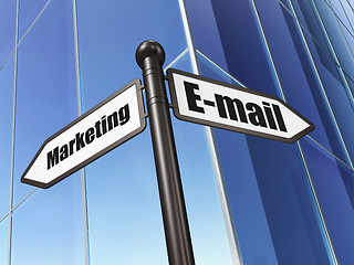 Image showing Advertising concept: sign E-mail Marketing on Building