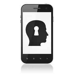 Image showing Information concept: Head With Keyhole on smartphone