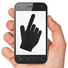 Image showing Web design concept: Mouse Cursor on smartphone