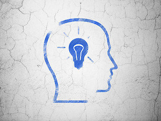 Image showing Data concept: Head With Lightbulb on wall background