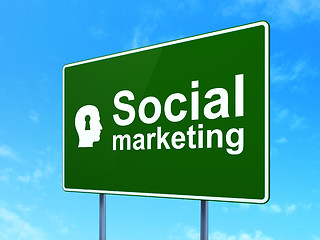Image showing Marketing concept: Social Marketing and Head With Keyhole