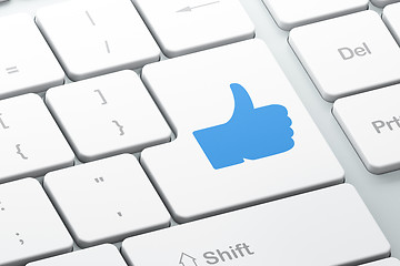 Image showing Social media concept: Like on computer keyboard background
