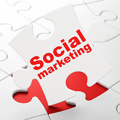 Image showing Marketing concept: Social Marketing on puzzle background