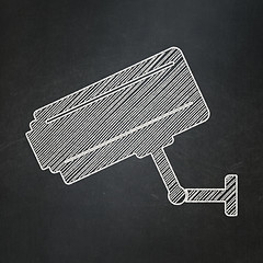 Image showing Privacy concept: Cctv Camera on chalkboard background