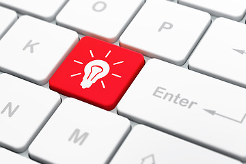 Image showing Business concept: Light Bulb on computer keyboard background