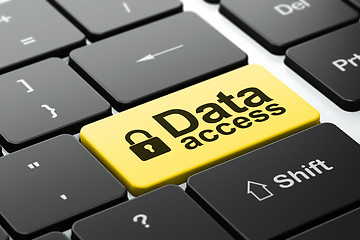 Image showing Information concept: Closed Padlock and Data Access on keyboard