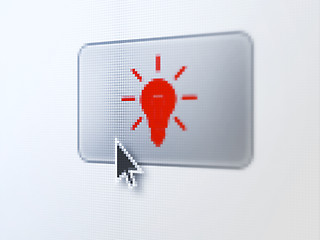 Image showing Finance concept: Light Bulb on digital button background