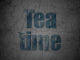 Image showing Timeline concept: Tea Time on grunge wall background