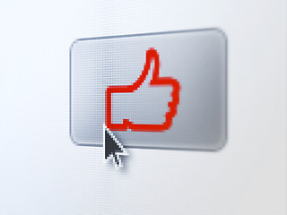 Image showing Social media concept: Like on digital button background