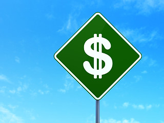 Image showing Currency concept: Dollar on road sign background