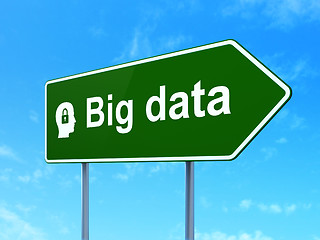 Image showing Information concept: Big Data and Head With Padlock on road sign