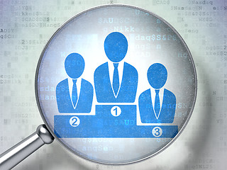 Image showing Business Team with optical glass on digital