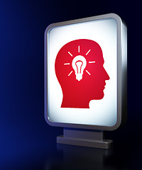 Image showing Advertising concept: Head With Light Bulb on billboard