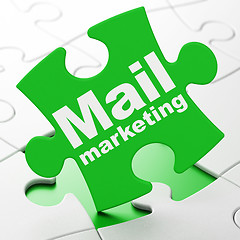 Image showing Advertising concept: Mail Marketing on puzzle background