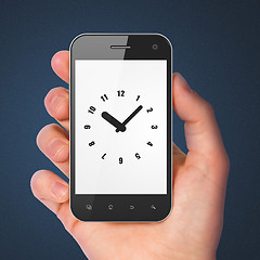 Image showing Timeline concept: Clock on smartphone