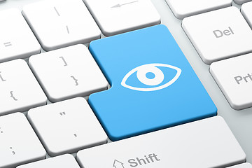 Image showing Security concept: Eye on computer keyboard background