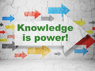 Image showing Education concept: arrow Knowledge Is power! on grunge wall