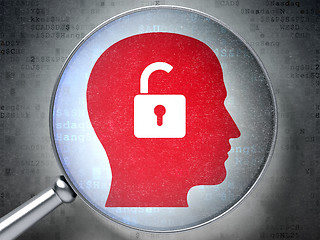 Image showing Business concept:  Head With Padlock on digital background