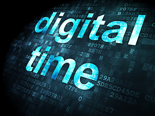 Image showing Timeline concept: Digital Time on pixelated background