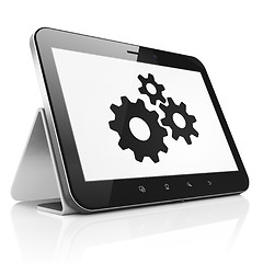 Image showing Information concept: Gears on tablet pc computer