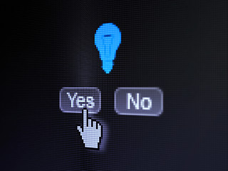 Image showing Business concept: Light Bulb on digital computer screen