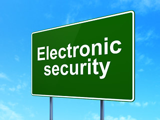 Image showing Safety concept: Electronic Security on road sign background