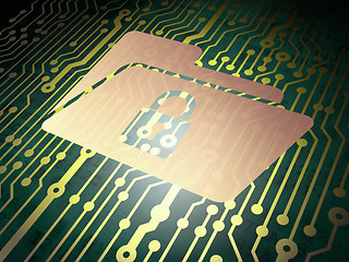 Image showing Finance concept: circuit board with Folder Lock