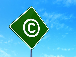 Image showing Law concept: Copyright on road sign background