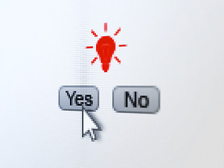 Image showing Finance concept: Light Bulb on digital computer screen