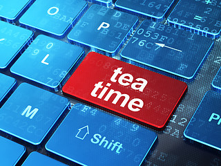 Image showing Timeline concept: Tea Time on computer keyboard background