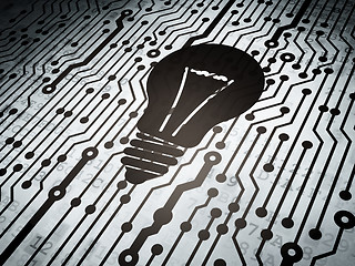 Image showing Finance concept: circuit board with Light Bulb