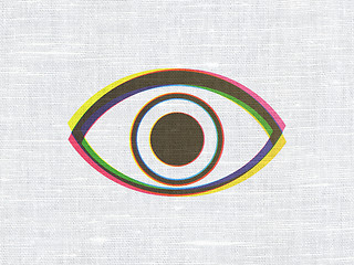 Image showing Protection concept: Eye on fabric texture background