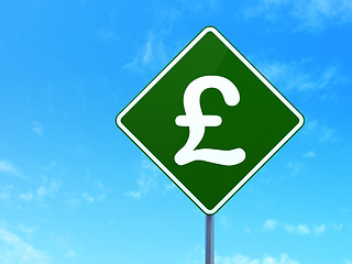 Image showing Currency concept: Pound on road sign background