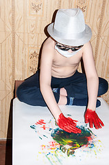 Image showing Young artist abstract painter