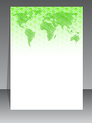 Image showing Simplistic brochure design with green pattern and map