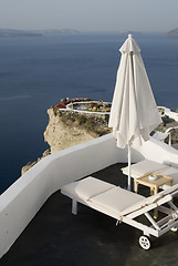 Image showing santorini incredible view patio setting