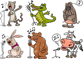 Image showing singing animals set cartoon illustration