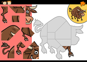 Image showing cartoon bull jigsaw puzzle game