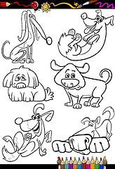 Image showing cartoon dogs set for coloring book