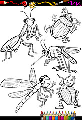 Image showing cartoon insects set for coloring book