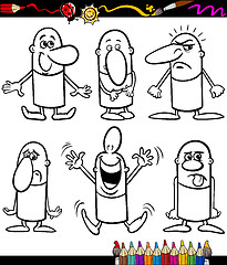 Image showing cartoon emotions set for coloring book