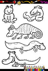 Image showing cartoon animals set for coloring book