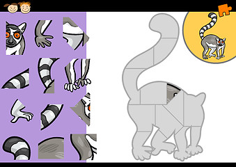 Image showing cartoon lemur jigsaw puzzle game