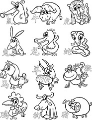 Image showing chinese zodiac horoscope signs set