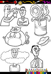 Image showing cartoon sayings set for coloring book