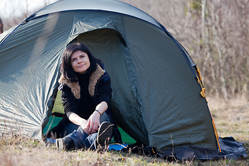Image showing Woman at camp