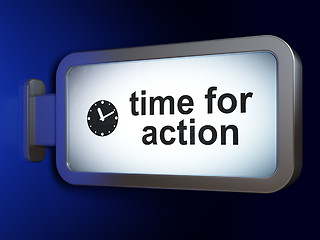 Image showing Time for Action and Clock on billboard background
