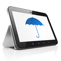 Image showing Privacy concept: Umbrella on tablet pc computer