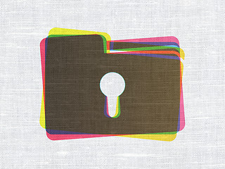 Image showing Business concept: Folder With Keyhole on fabric texture